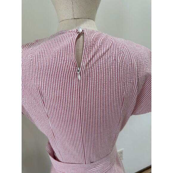 Rachel Comey Women's 6 Steady Seersucker red Pink White Dress Resort Holiday - Picture 8 of 11